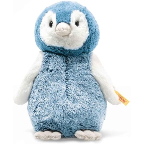 Steiff 63930 Original Penguin Soft Paule Toy Approx. 22 Cm Branded Plush Button In Ear Cuddly Friend For Babies From Birth On Blue White