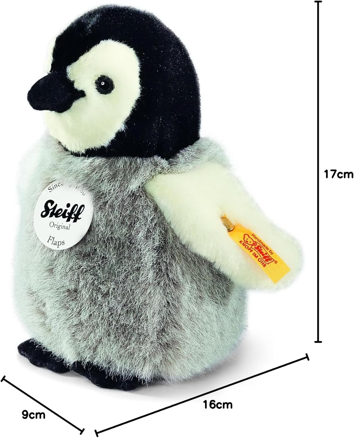 Steiff Flaps Penguin (Black/ White/ Grey), 16 cm - Image 2